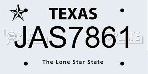 JAS7861 Texas License Plate