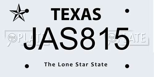 JAS815 Texas License Plate