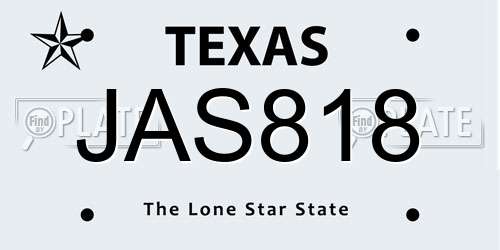 JAS818 Texas License Plate