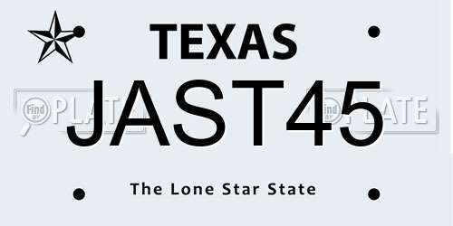 JAST45 Texas License Plate
