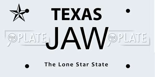 JAW Texas License Plate