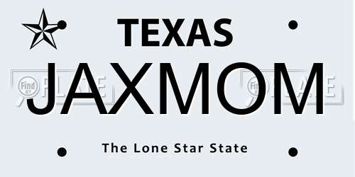 JAXMOM Texas License Plate