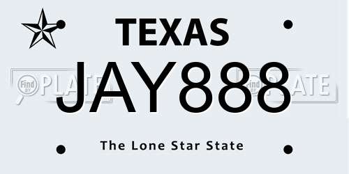JAY888 Texas License Plate