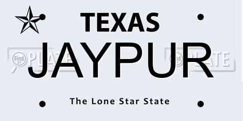 JAYPUR Texas License Plate