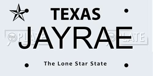 JAYRAE Texas License Plate