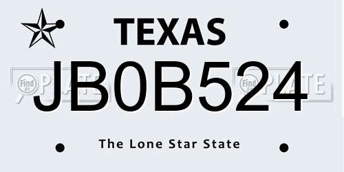 JB0B524 Texas License Plate
