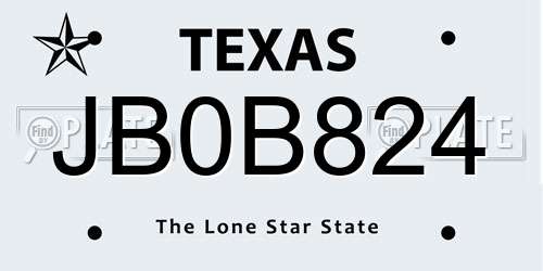 JB0B824 Texas License Plate