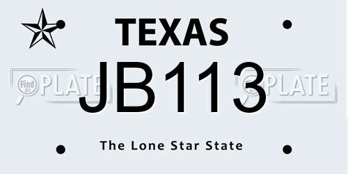 JB113 Texas License Plate