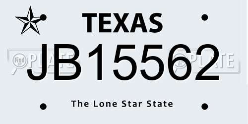 JB15562 Texas License Plate