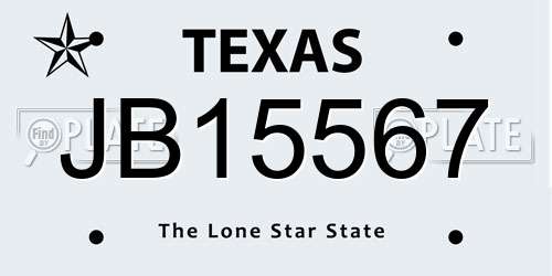 JB15567 Texas License Plate
