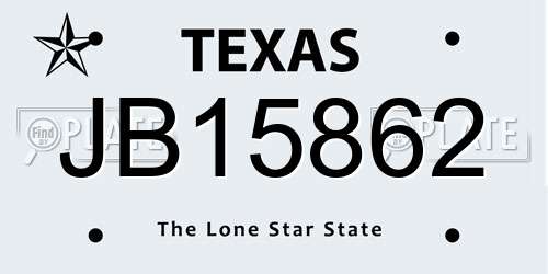 JB15862 Texas License Plate