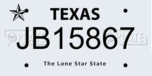 JB15867 Texas License Plate