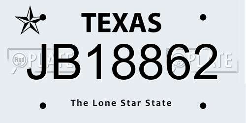 JB18862 Texas License Plate