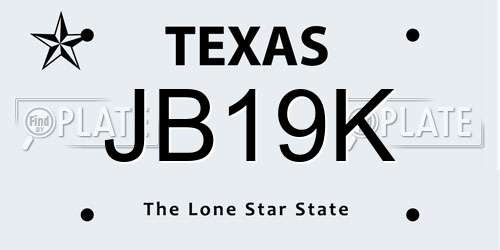 JB19K Texas License Plate