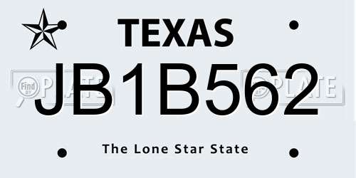 JB1B562 Texas License Plate