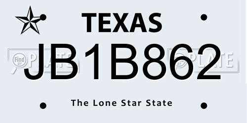 JB1B862 Texas License Plate