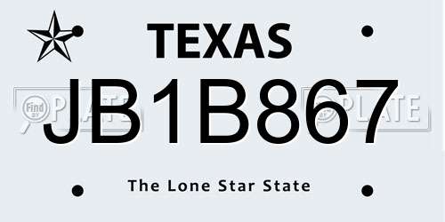 JB1B867 Texas License Plate