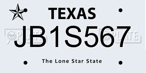 JB1S567 Texas License Plate