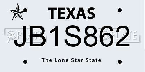 JB1S862 Texas License Plate