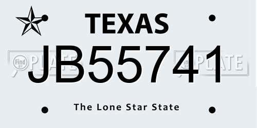 JB55741 Texas License Plate