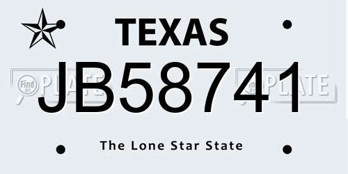 JB58741 Texas License Plate