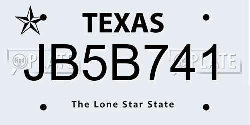 JB5B741 Texas License Plate