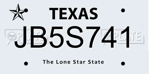 JB5S741 Texas License Plate