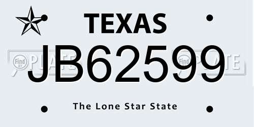 JB62599 Texas License Plate