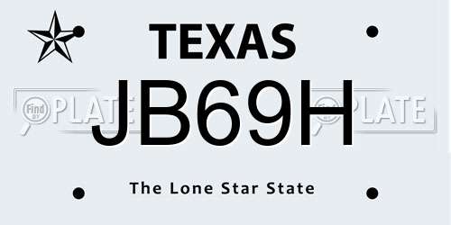 JB69H Texas License Plate