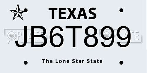 JB6T899 Texas License Plate