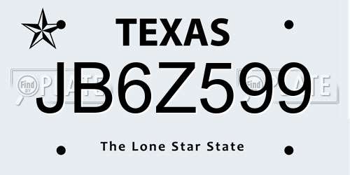 JB6Z599 Texas License Plate