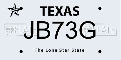 JB73G Texas License Plate