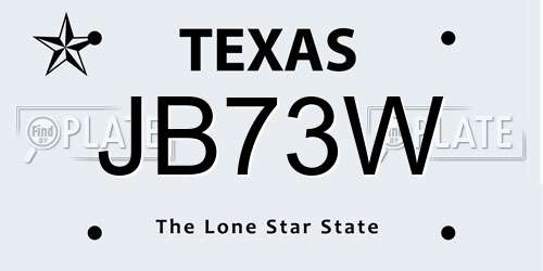 JB73W Texas License Plate