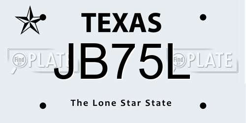 JB75L Texas License Plate