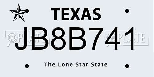JB8B741 Texas License Plate