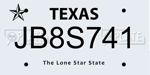 JB8S741 Texas License Plate
