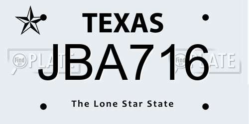 JBA716 Texas License Plate