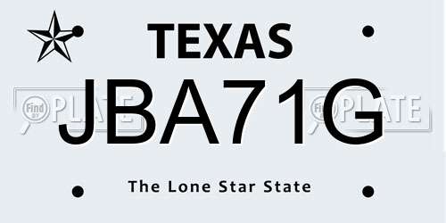JBA71G Texas License Plate