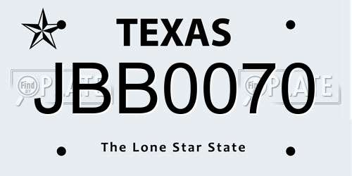 JBB0070 Texas License Plate