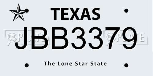 JBB3379 Texas License Plate