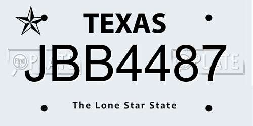 JBB4487 Texas License Plate