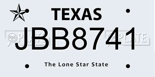 JBB8741 Texas License Plate