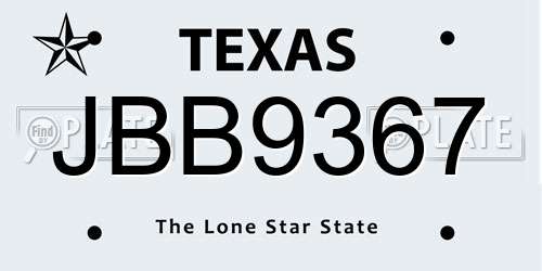 JBB9367 Texas License Plate