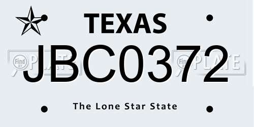 JBC0372 Texas License Plate