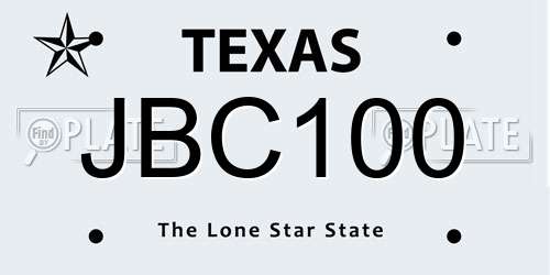 JBC100 Texas License Plate