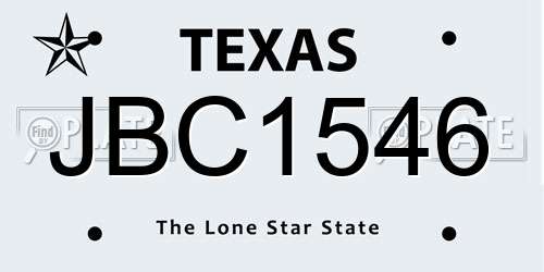 JBC1546 Texas License Plate