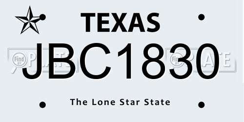 JBC1830 Texas License Plate