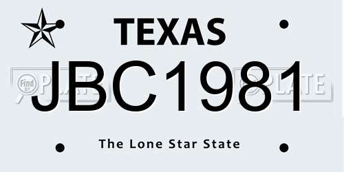 JBC1981 Texas License Plate