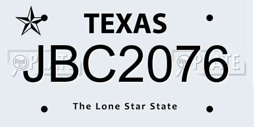 JBC2076 Texas License Plate