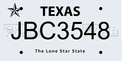 JBC3548 Texas License Plate
